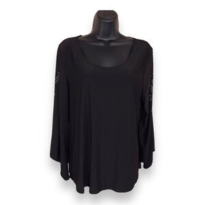 LARGE VINTAGE 90s SUSAN LAWRENCE BLACK STUDDED TOP STRETCH